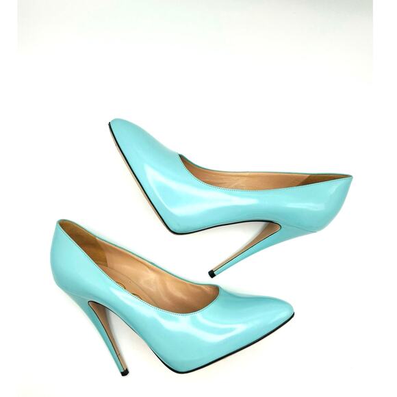 GUCCI GLOSSED-LEATHER PUMPS 110MM ELAISA LEATHER PUMPS IN Mint Green 39.5 - Picture 10 of 16